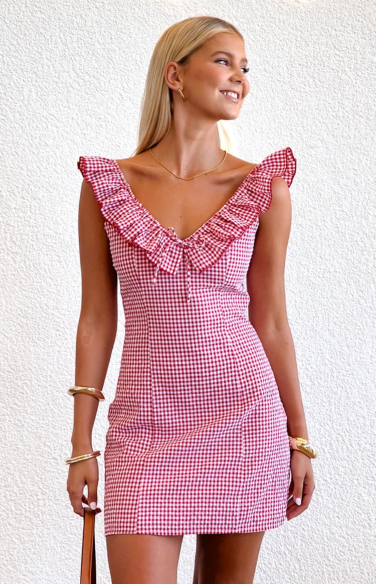 Ariette Red Gingham Frill Mini Dress — 7