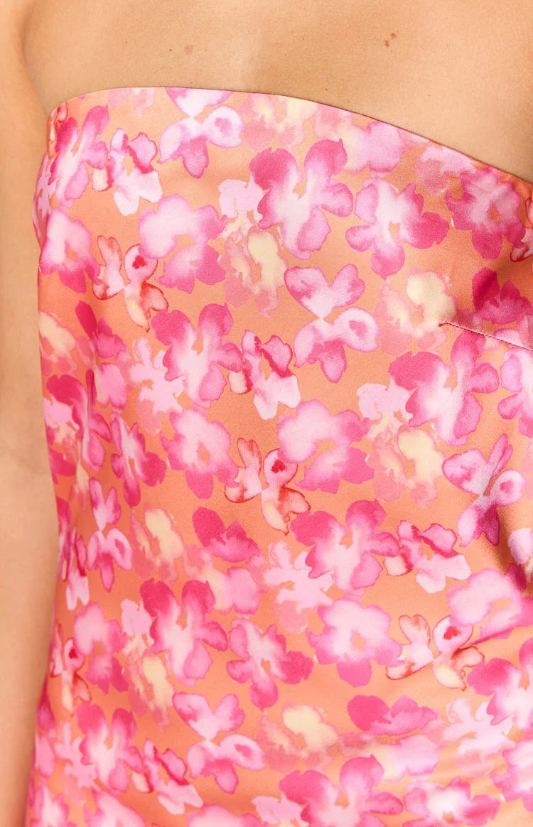 Ellie Orange Floral Strapless Mini Dress — 6
