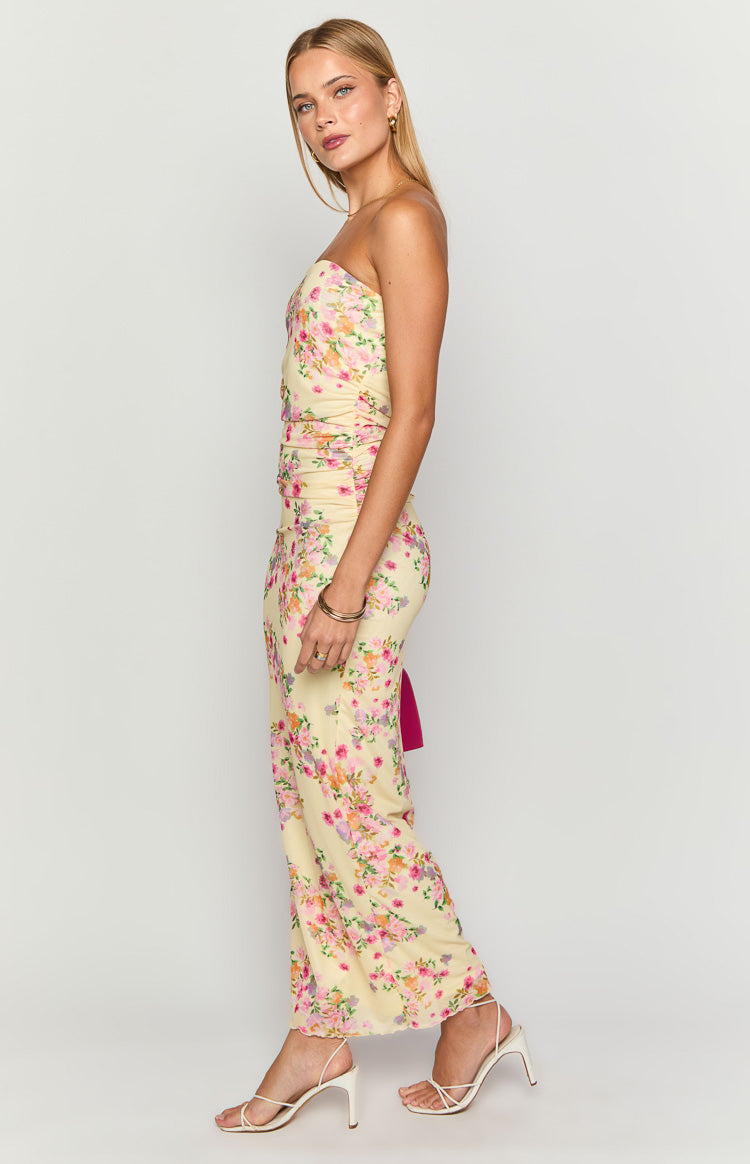Imogen Yellow Bloom Maxi Dress — 4