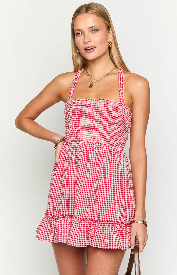 Oppolo Red Gingham Mini Dress — 1
