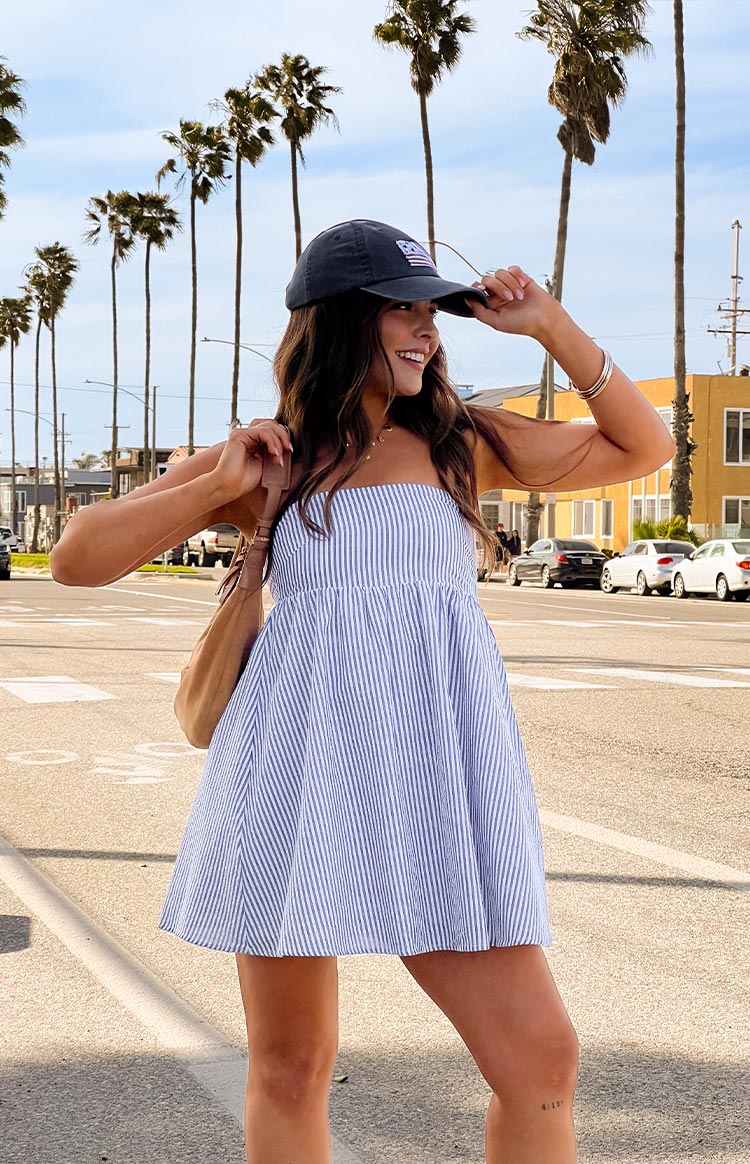 Anderson Blue Stripe Strapless Mini Dress — 7