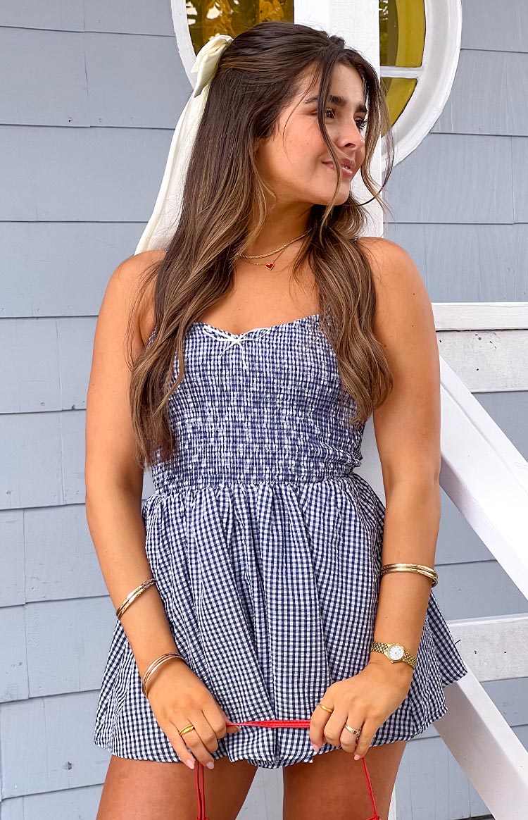 Heidi Navy Gingham Playsuit — 5