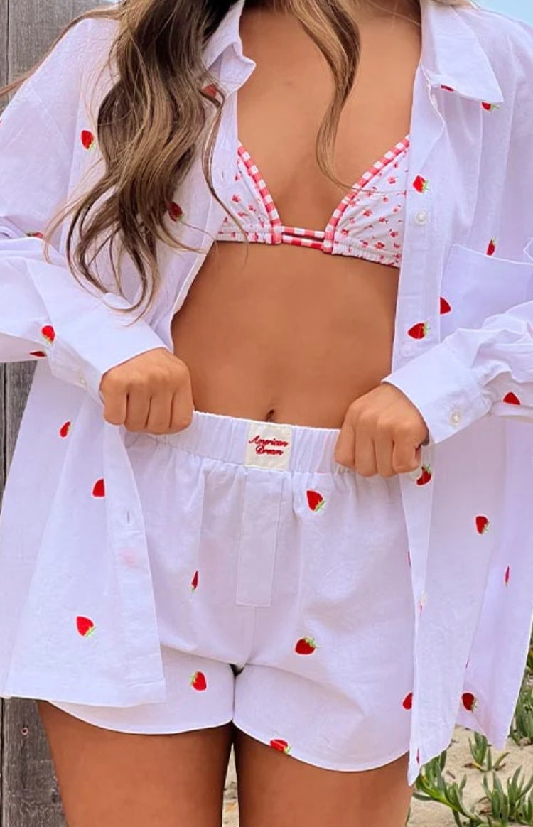 Brad White Strawberry Embroidered Boxer Shorts — 1