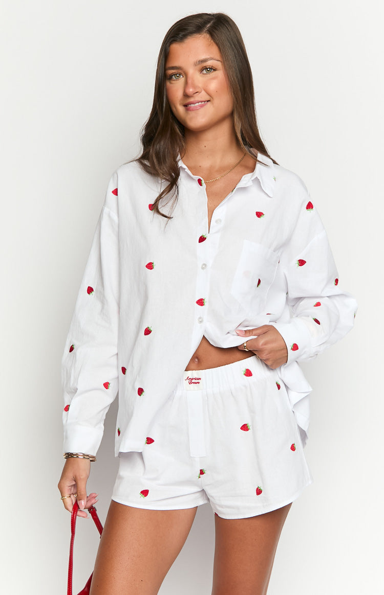 Brad White Strawberry Embroidered Boxer Shorts — 3