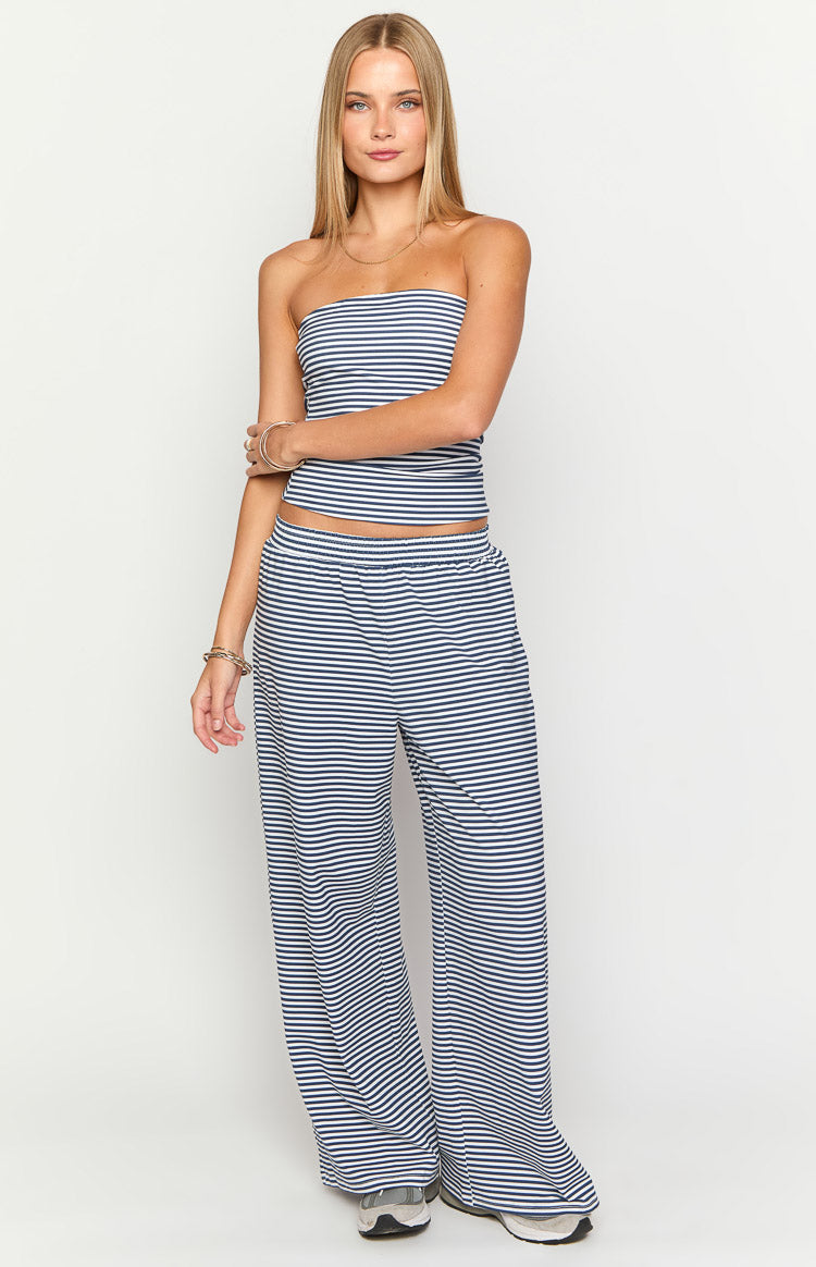 Flo Navy Stripe Wide Leg Pants — 3