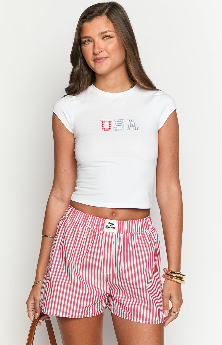 Astrea White USA Baby Tee — 2