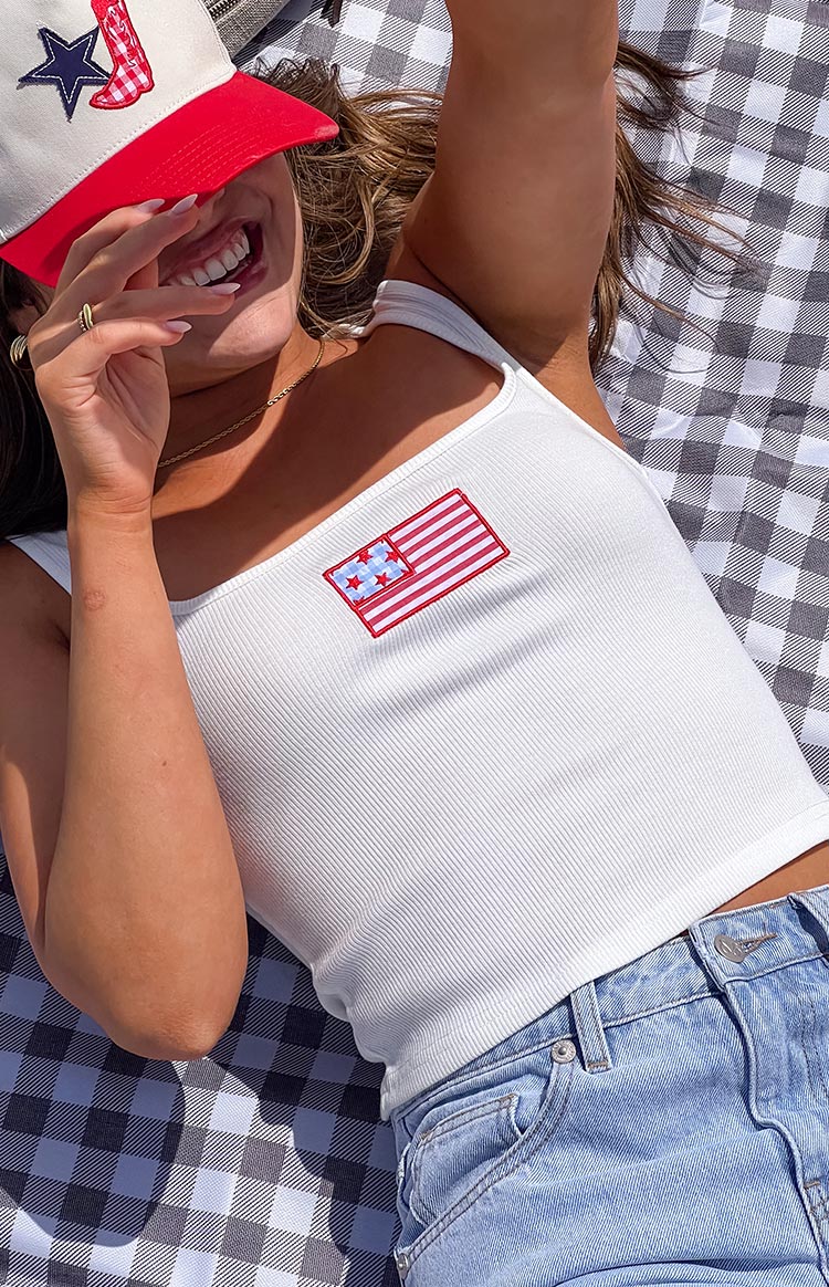 Suzie White USA Embroidered Tank Top — 1