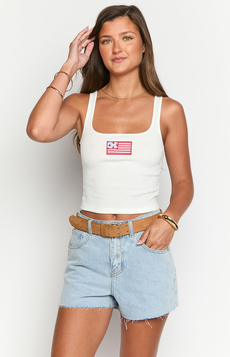 Suzie White USA Embroidered Tank Top — 1