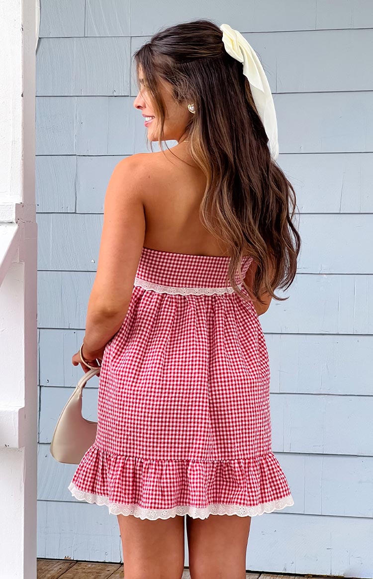 Maisie Red Gingham Strapless Mini Dress — 9