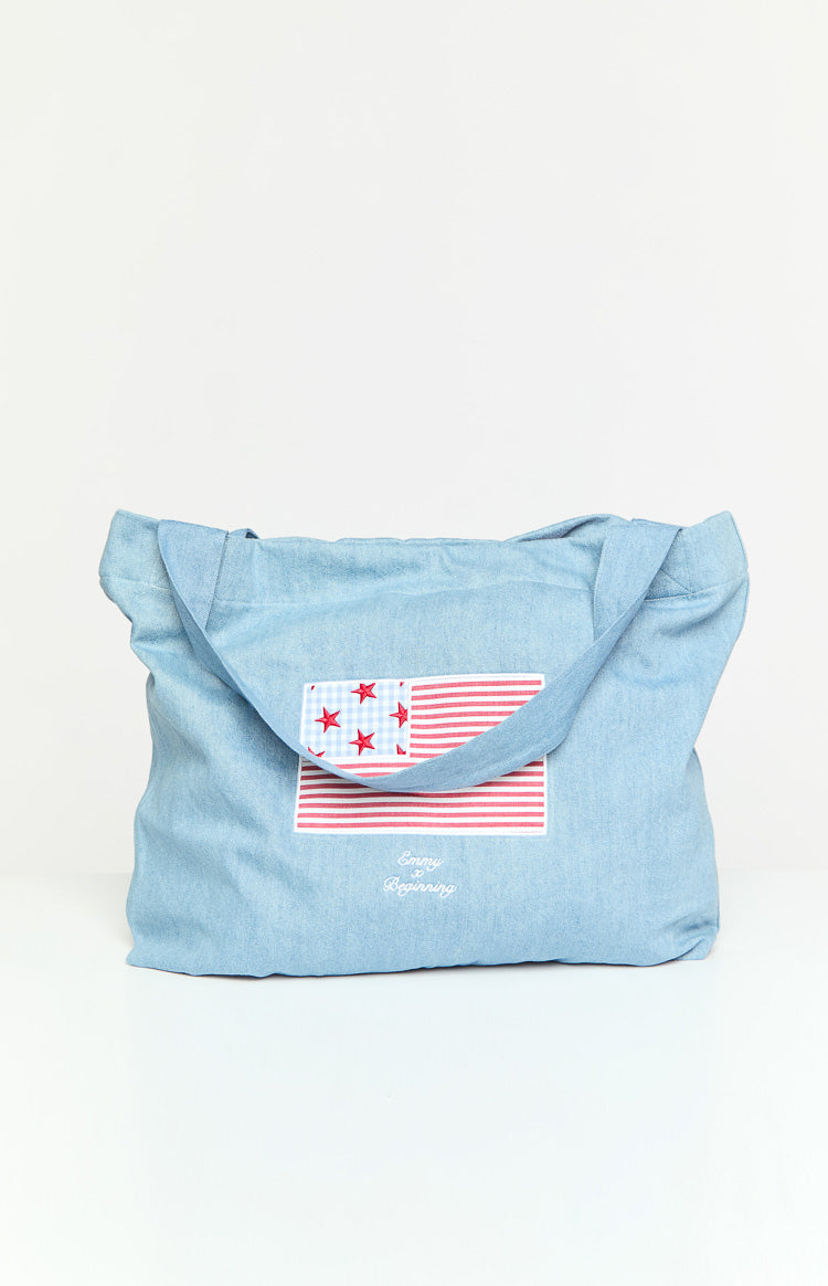 Beginning Washed Denim USA Tote Bag — 2