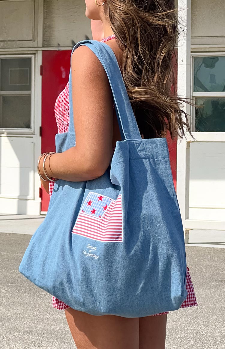 Beginning Washed Denim USA Tote Bag — 1