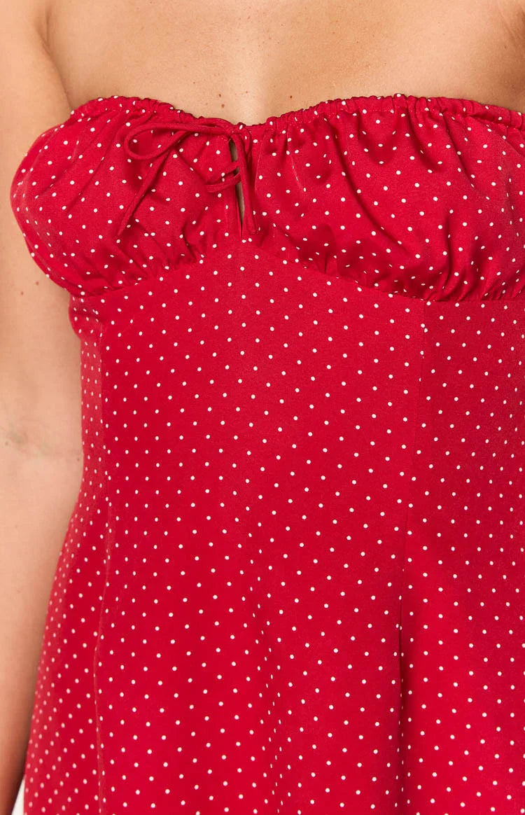 Faith Red Polka Dot Strapless Mini Dress — 6