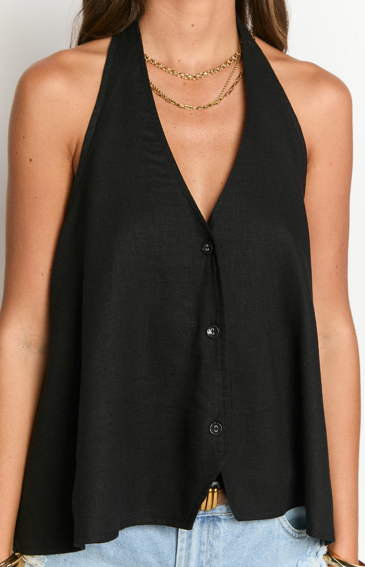 Petie Black Linen Blend Top — 6