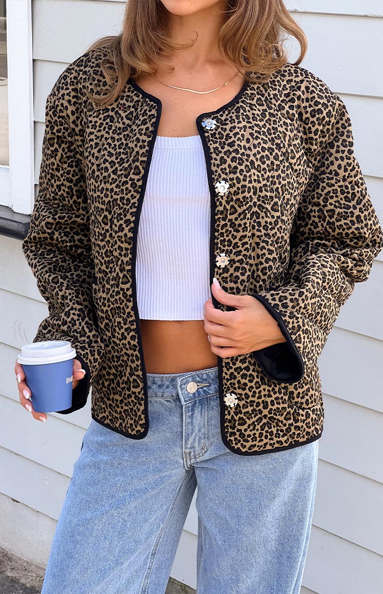 Robbie Leopard Print Quilted Jacket — 1