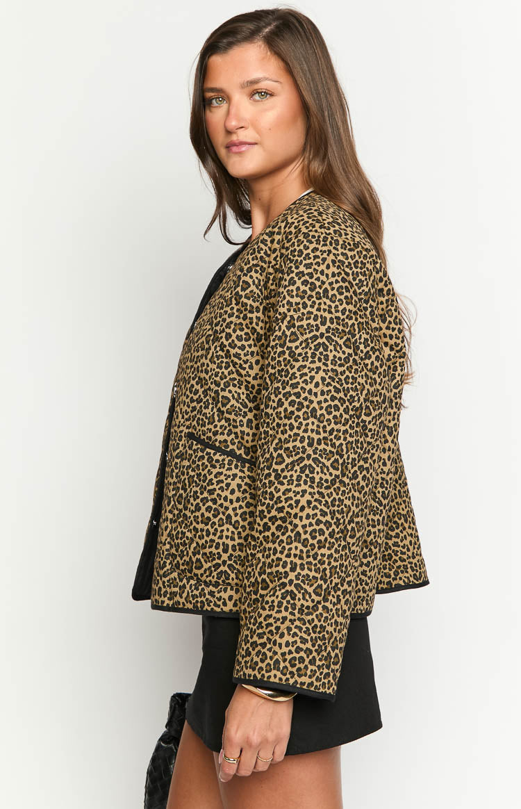 Robbie Leopard Print Quilted Jacket — 4