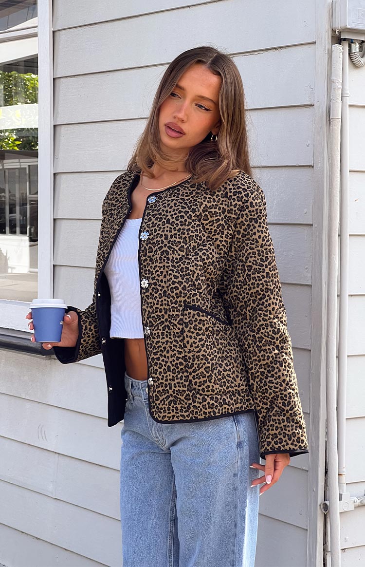 Robbie Leopard Print Quilted Jacket — 14