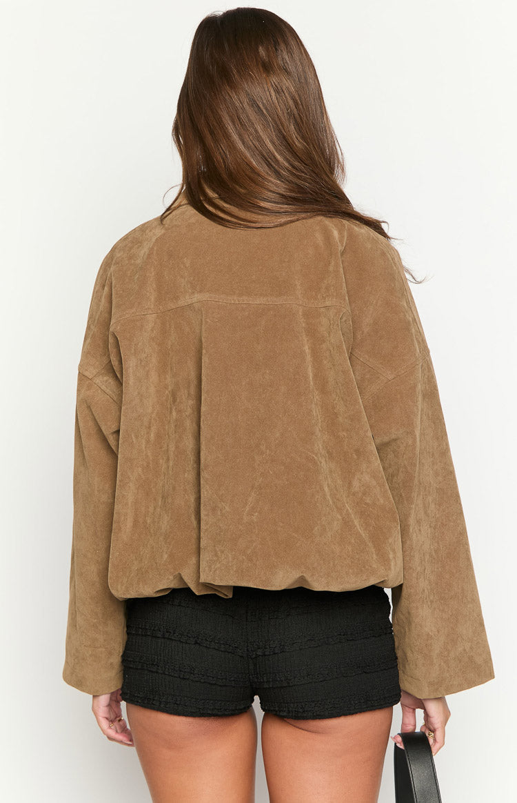 River Brown Suedette Bubble Hem Bomber Jacket — 11