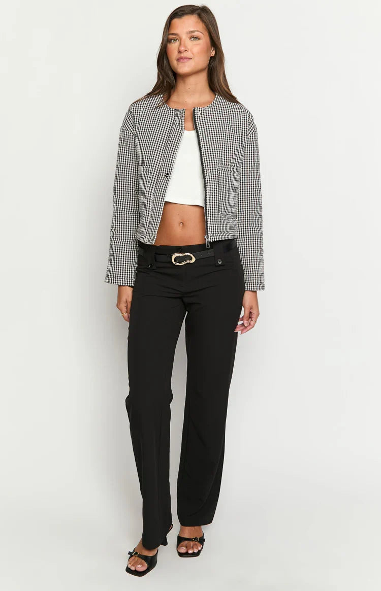 Lennie Black Gingham Quilted Jacket — 4