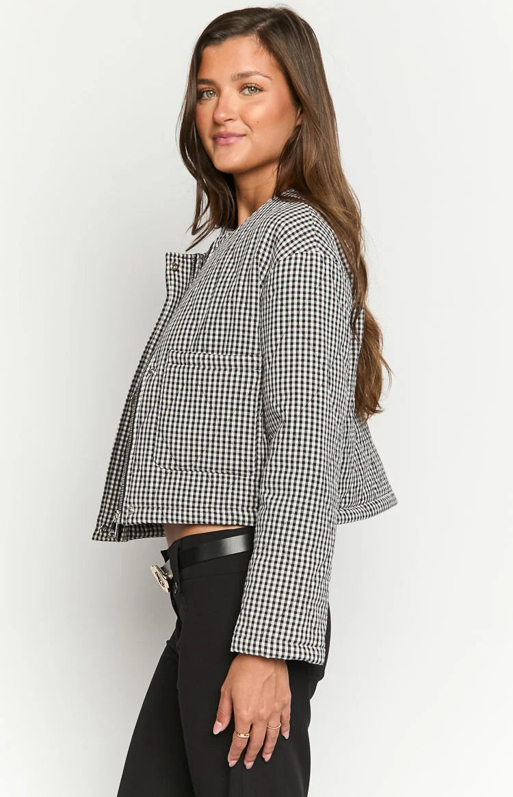 Lennie Black Gingham Quilted Jacket — 5