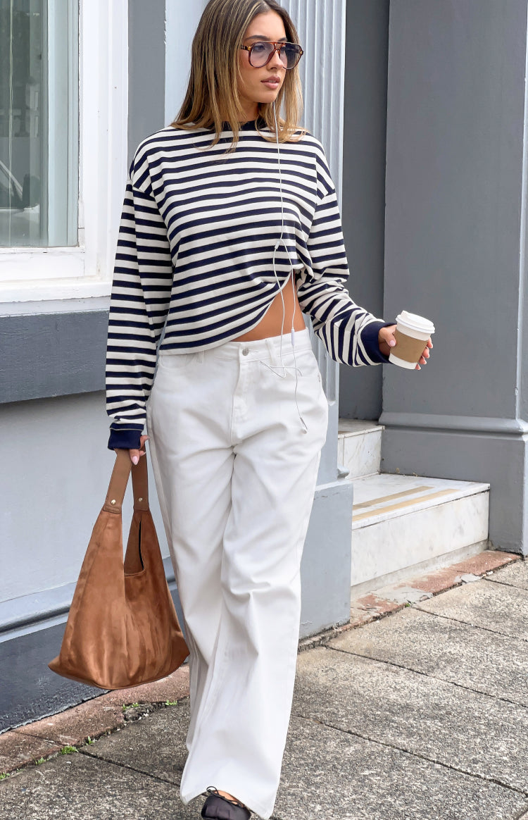So Breezy Navy Stripe Long Sleeve Top — 7