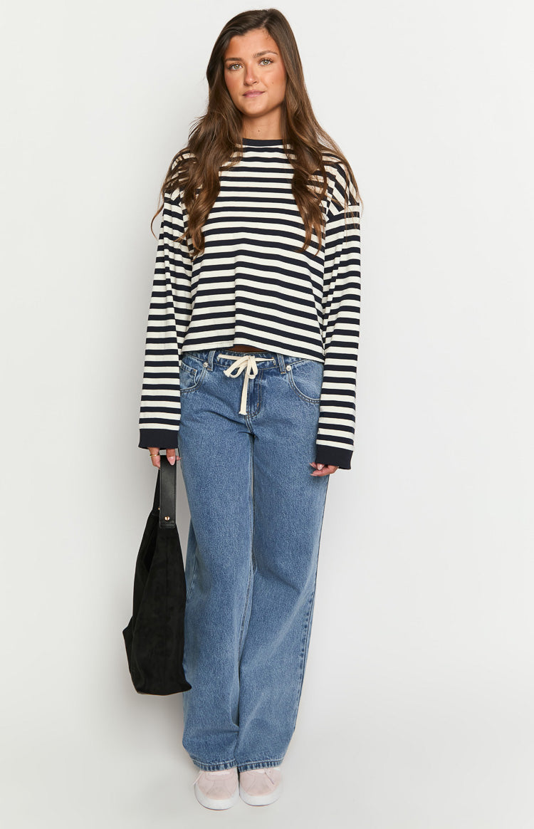 So Breezy Navy Stripe Long Sleeve Top — 8