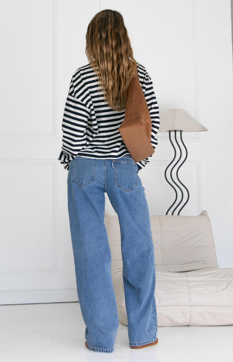 So Breezy Navy Stripe Long Sleeve Top — 15