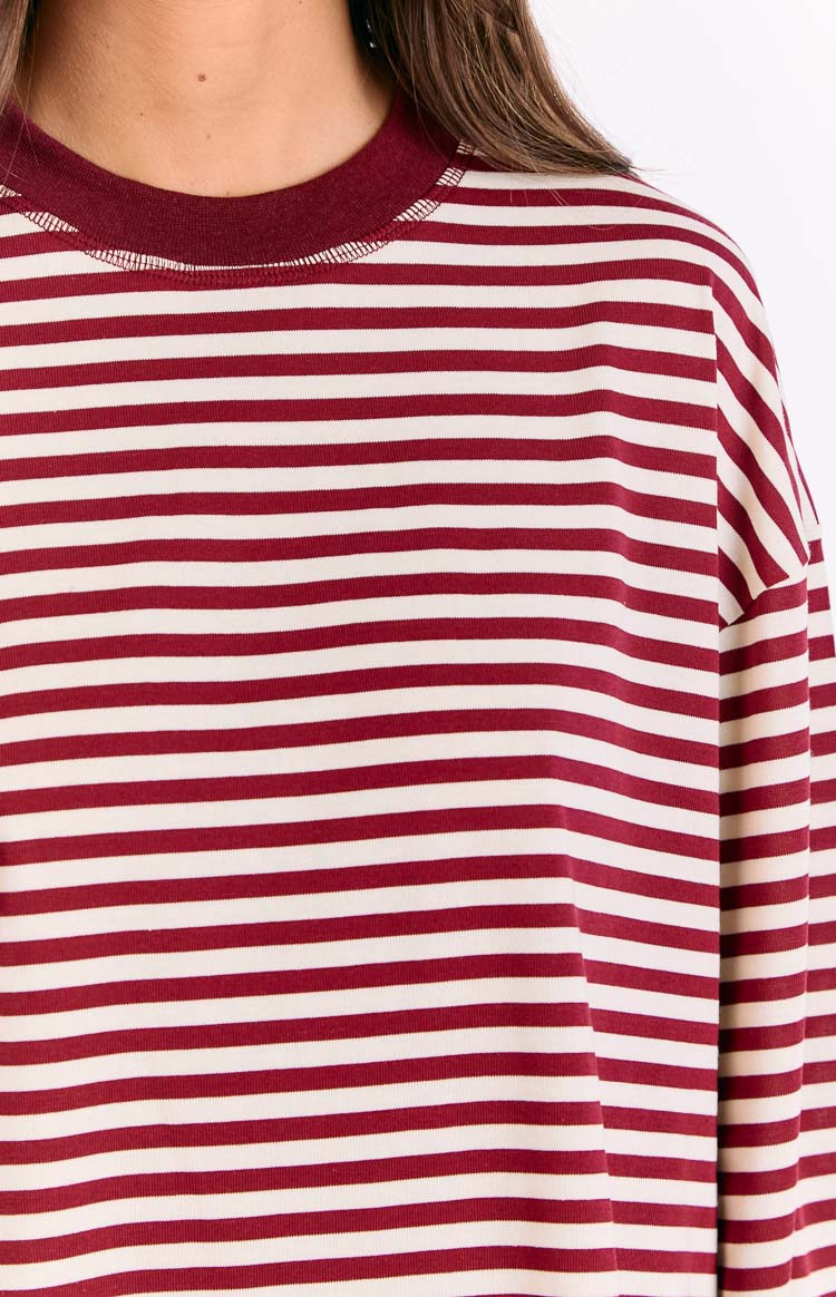 Lioness Bloom Wine Stripe Long Sleeve Top — 6
