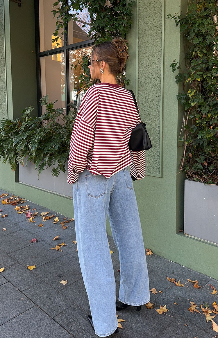Lioness Bloom Wine Stripe Long Sleeve Top — 8