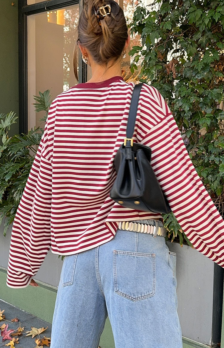 Lioness Bloom Wine Stripe Long Sleeve Top — 10
