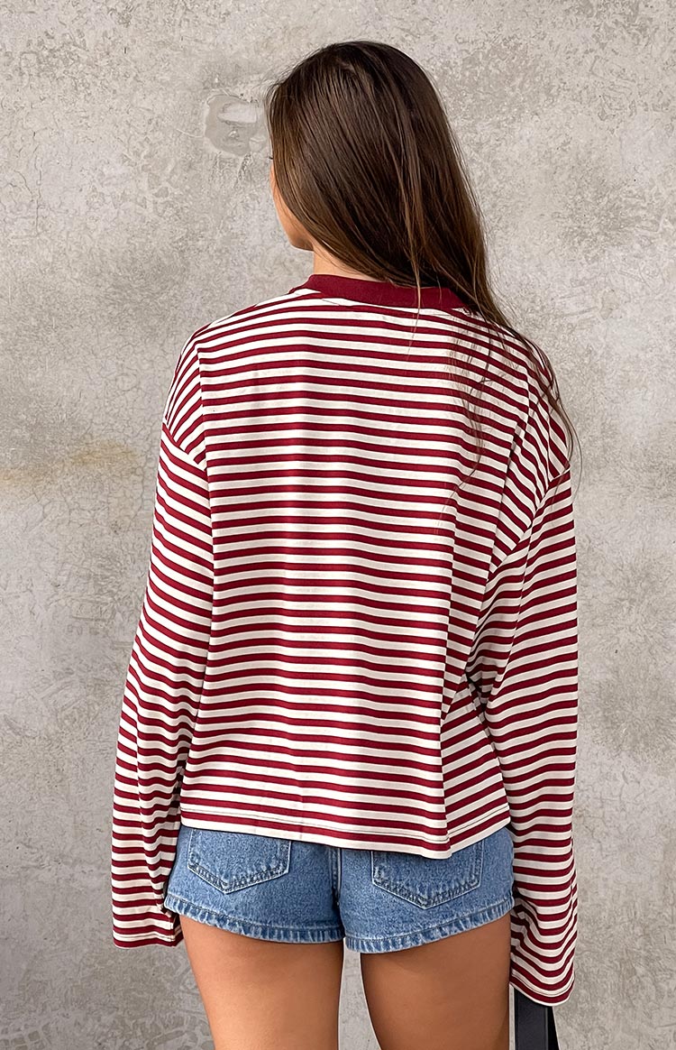 Lioness Bloom Wine Stripe Long Sleeve Top — 12