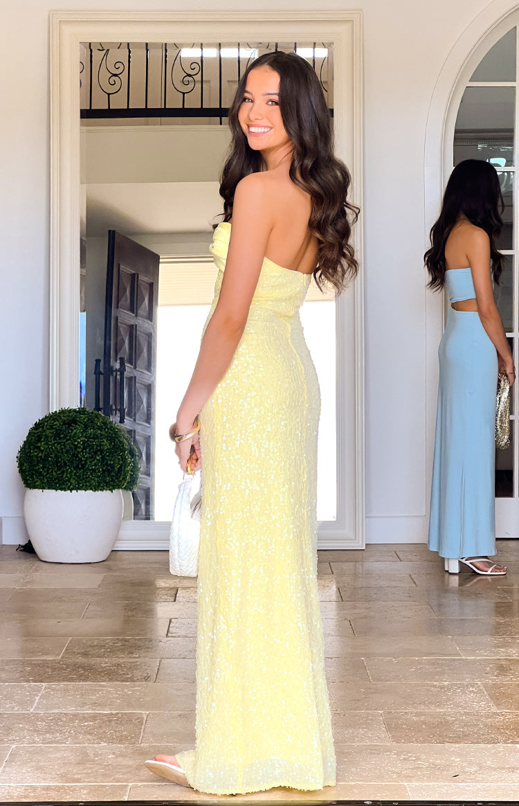 Ashley Yellow Sequin Strapless Maxi Dress — 8