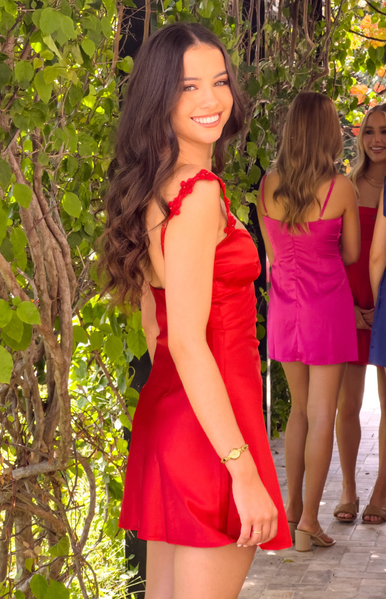 Marbelle Red Satin Mini Dress — 9