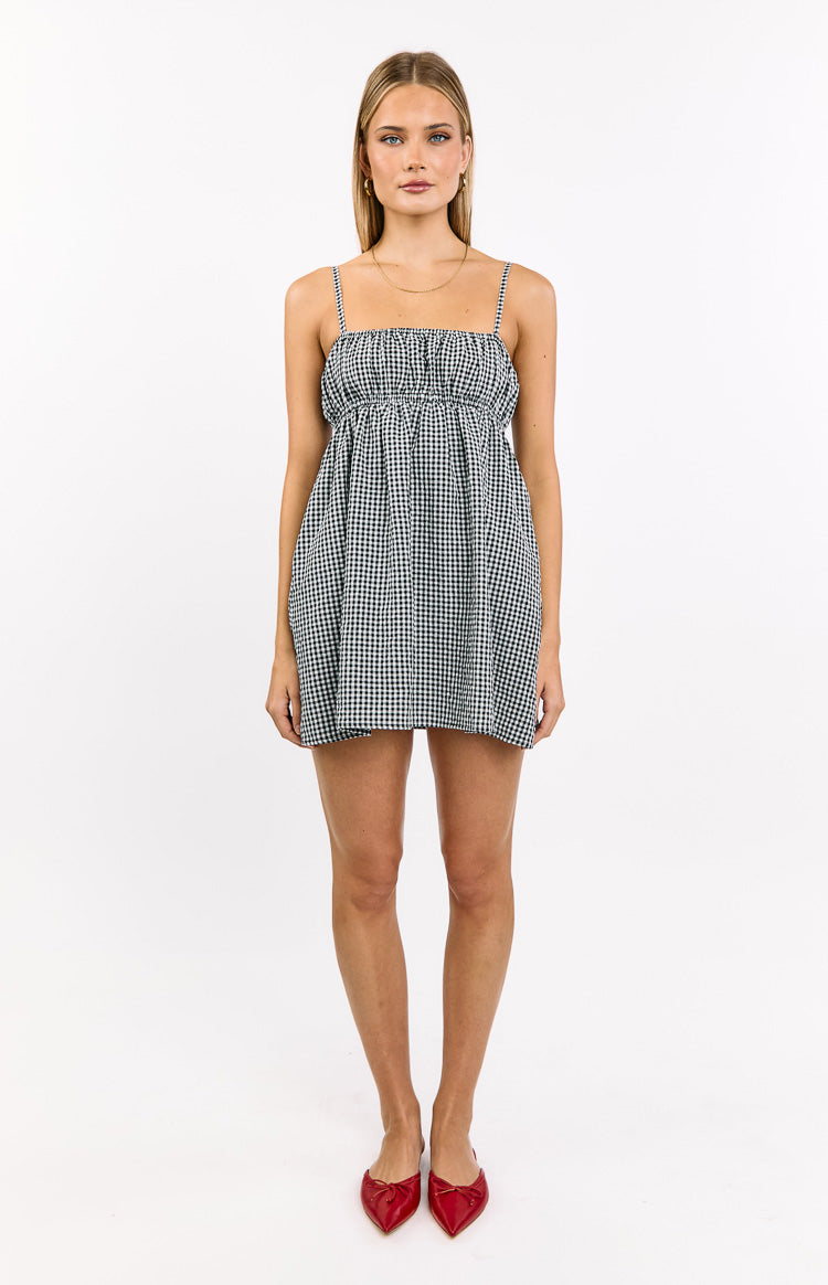 Avara Black Gingham Mini Dress — 3