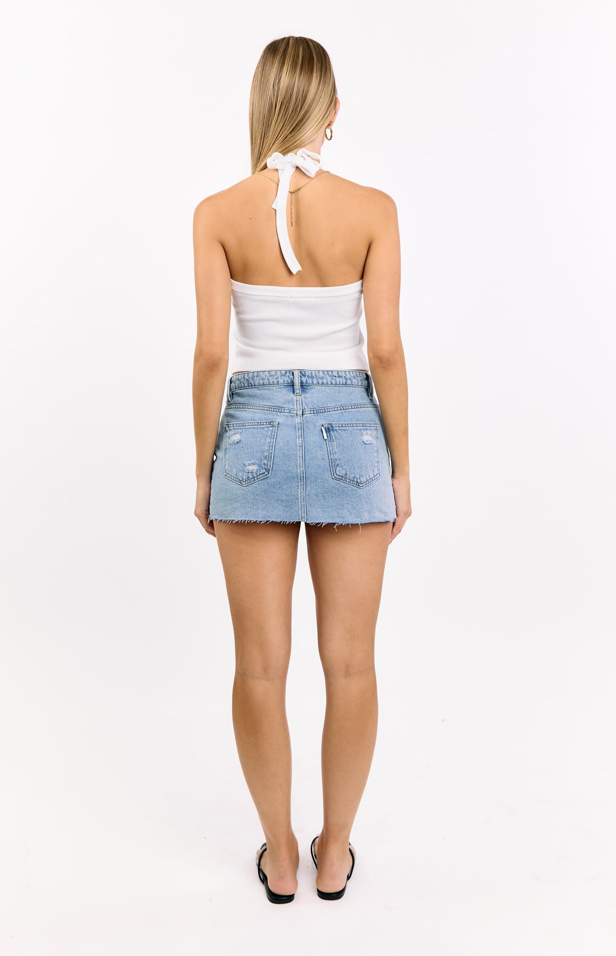 Found Love Light Wash Denim Low Rise Mini Skirt — 6