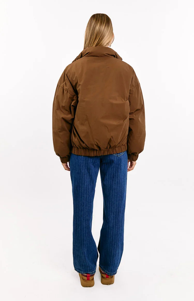 All I Wanted Brown Plaid Puffer Jacket — 8