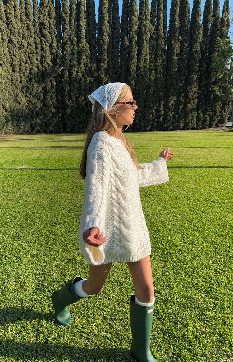 Thursdays Cream Cable Knit Sweater Dress — 1