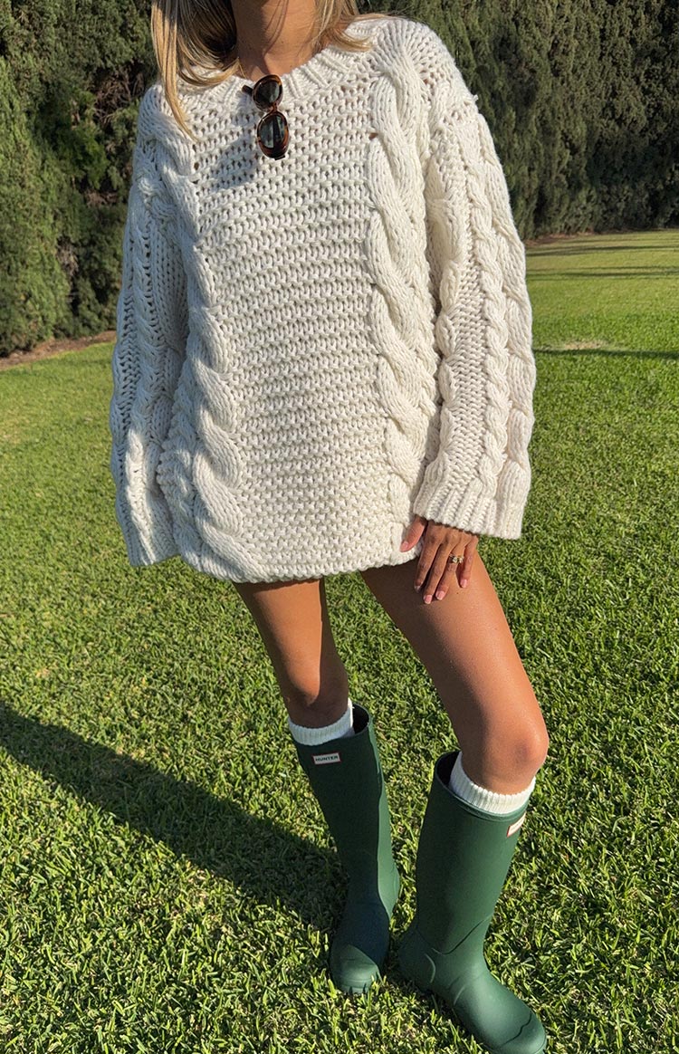 Thursdays Cream Cable Knit Sweater Dress — 7