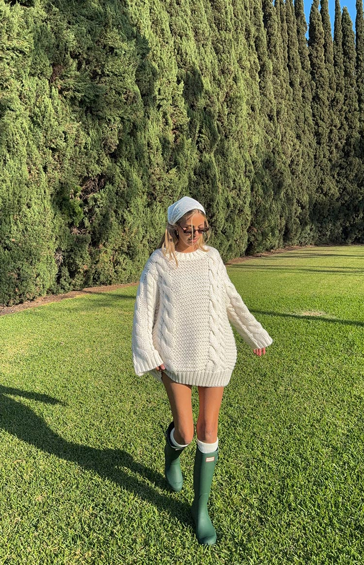 Thursdays Cream Cable Knit Sweater Dress — 8