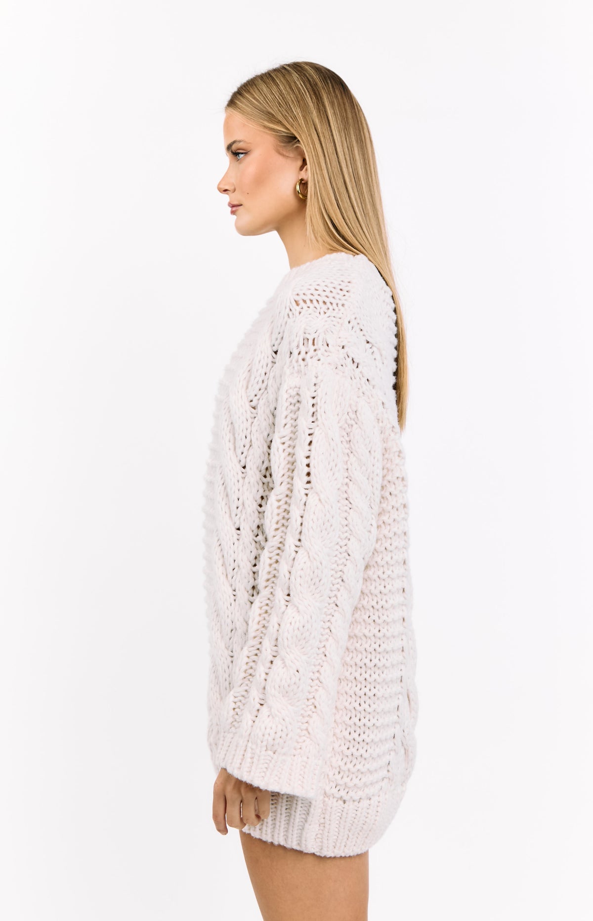 Thursdays Cream Cable Knit Sweater Dress — 3