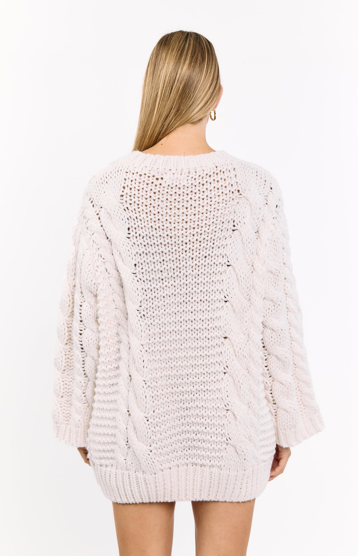 Thursdays Cream Cable Knit Sweater Dress — 4