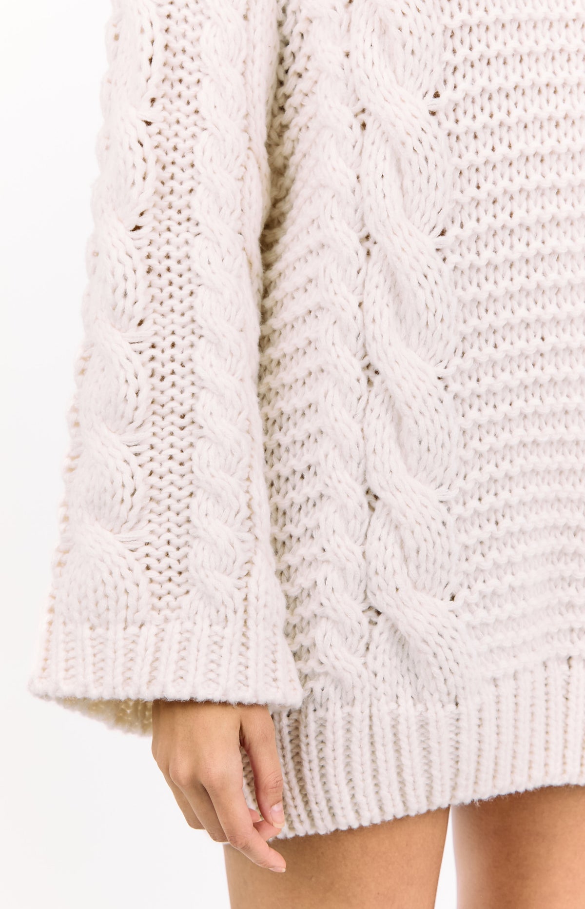 Thursdays Cream Cable Knit Sweater Dress — 6