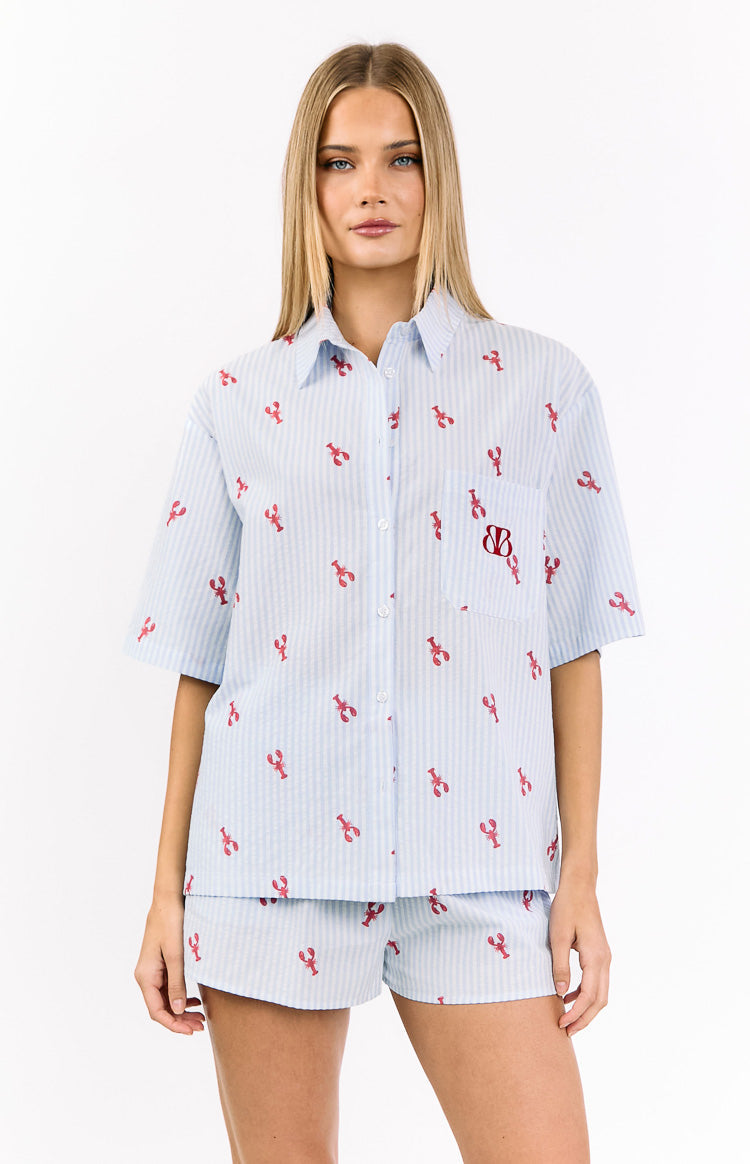 Alexea Lobster Print Pajama Shirt — 2