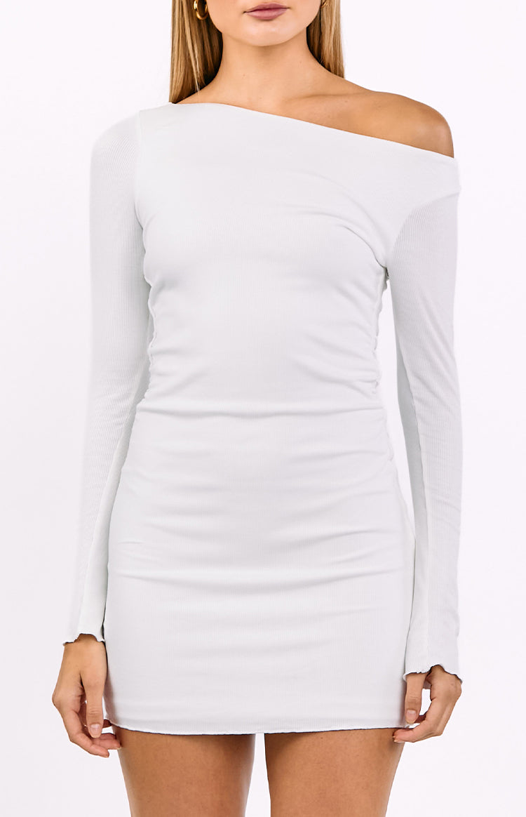 Myles White Long Sleeve Drop Shoulder Mini Dress — 7