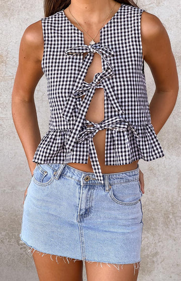 Baxter Black Gingham Top — 1