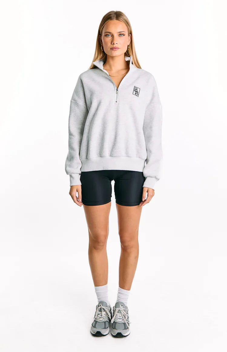 Yazmin Grey Marl Quarter Zip Jumper — 3