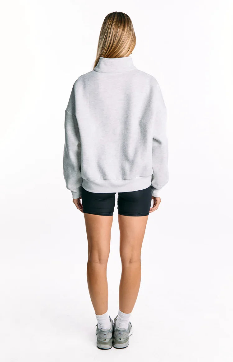 Yazmin Grey Marl Quarter Zip Jumper — 5