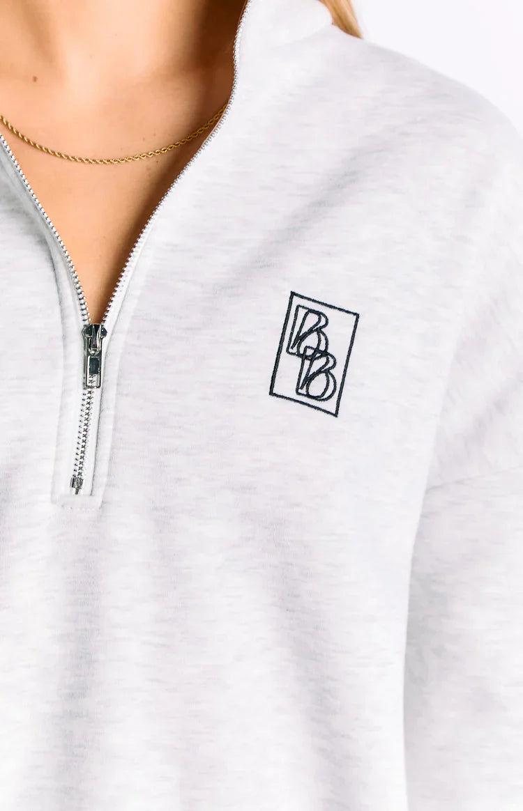 Yazmin Grey Marl Quarter Zip Jumper — 6