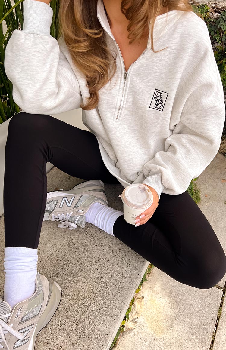 Yazmin Grey Marl Quarter Zip Jumper — 10