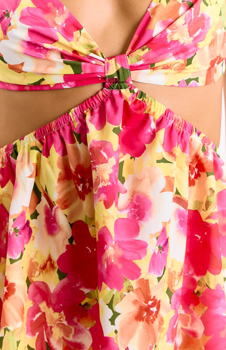 Amorgos Yellow Floral Pop Mini Dress — 6