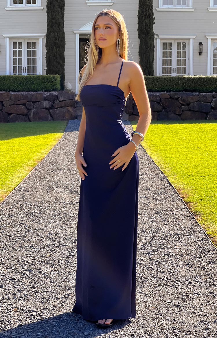 Blaise Navy Satin Maxi Dress — 13